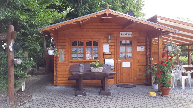 Une charmante cabane en bois avec une jolie entrée. Elle est entourée de plantes et d'arbres et invite à la détente.